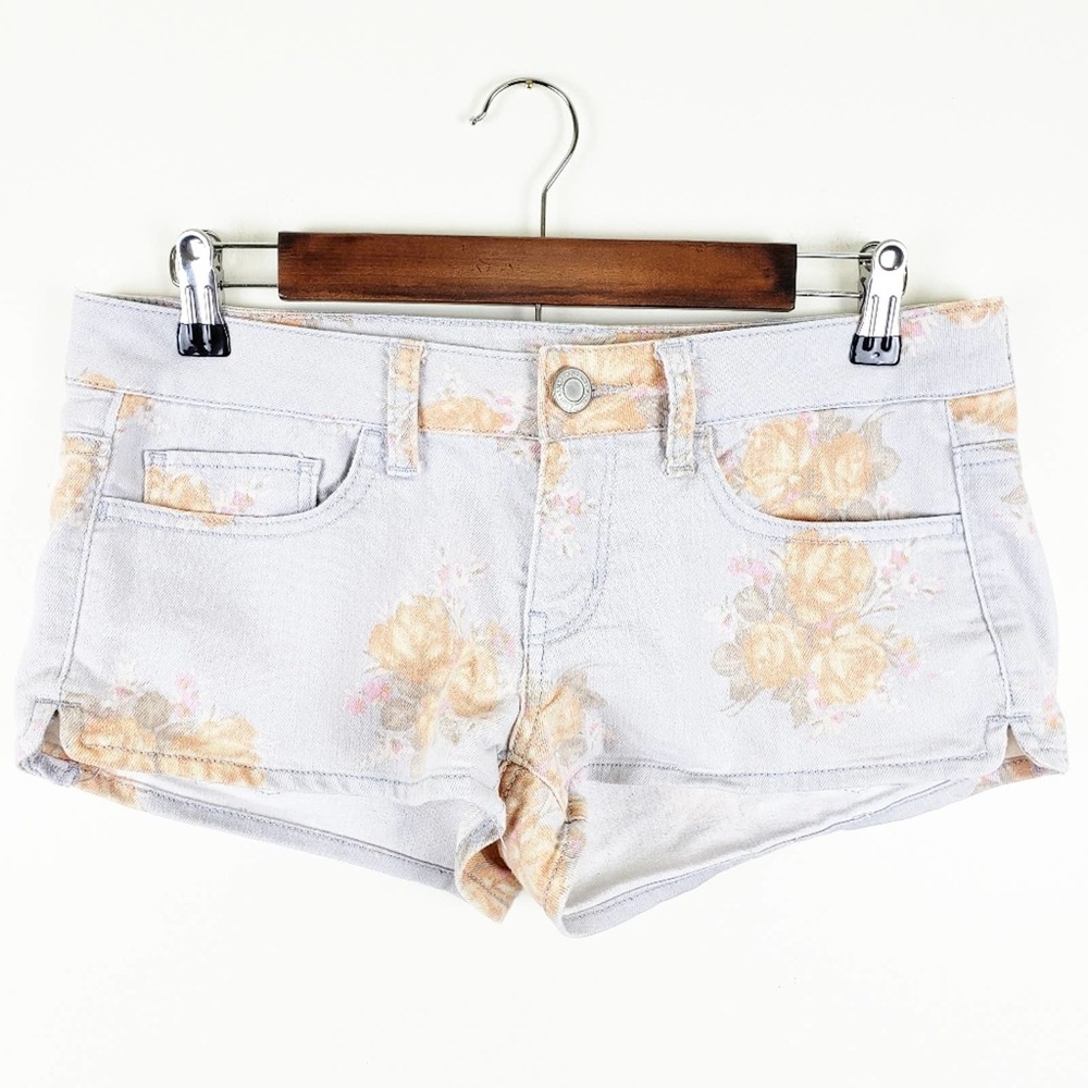 American Eagle Grey Orange Floral Shorts